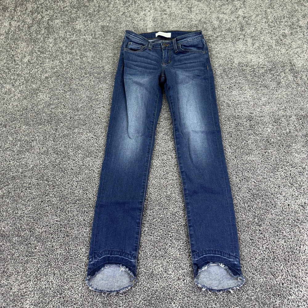 Flying Monkey Jeans Womens 24 Blue Skinny Distressed Fringe Hem Denim Stretch